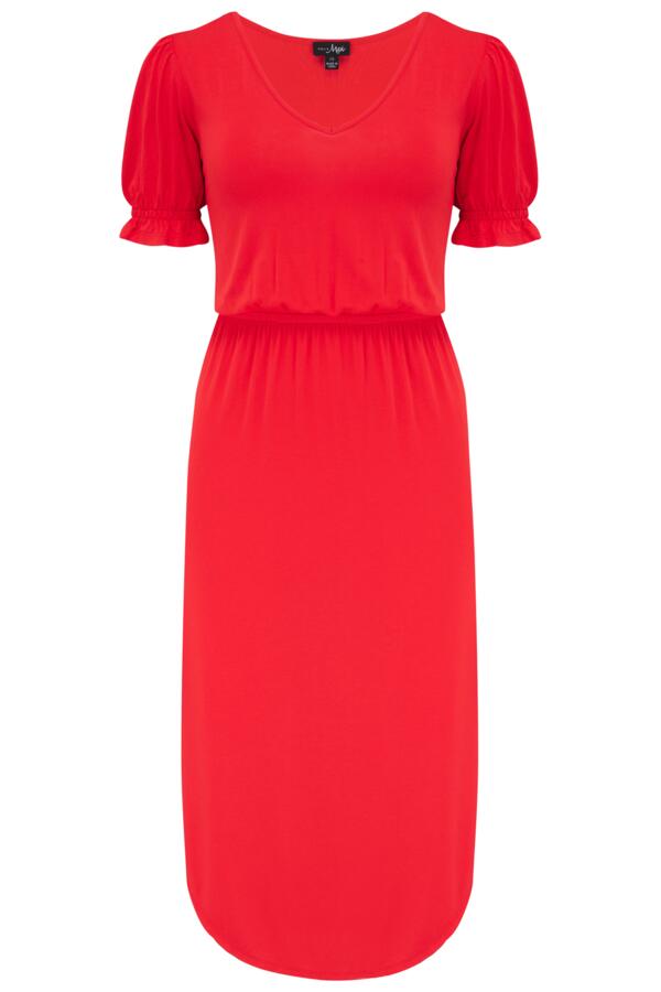 Jenny Fuller Bust Puff Sleeve Jersey Midi Dress