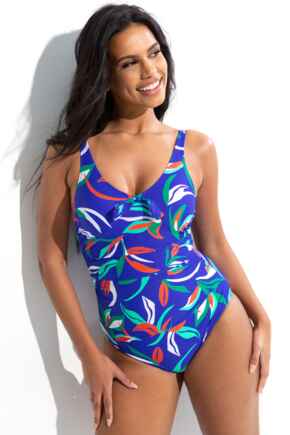 Freedom Scoop Neck Tummy Control Swimsuit - Blue/Aqua
