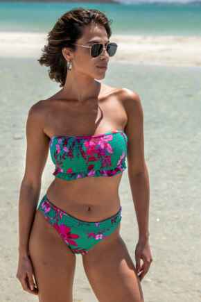 Free Spirit Frill Waist Bikini Brief - Green/Pink