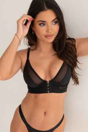 India Front Fastening Underwired Bralette B-G - Black