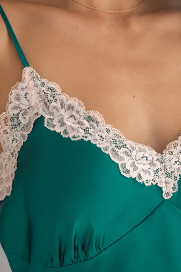 Dusk Satin and Lace Midi Chemise