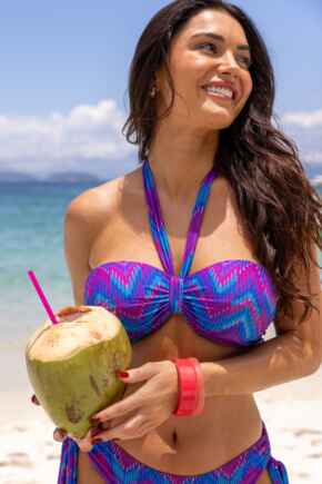 Malibu Strapless Underwired Lightly Padded Halter Bikini Top - Multi