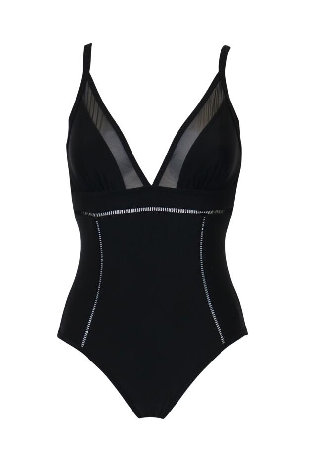 Mesh Ladder Detail Tummy Control Swimsuit