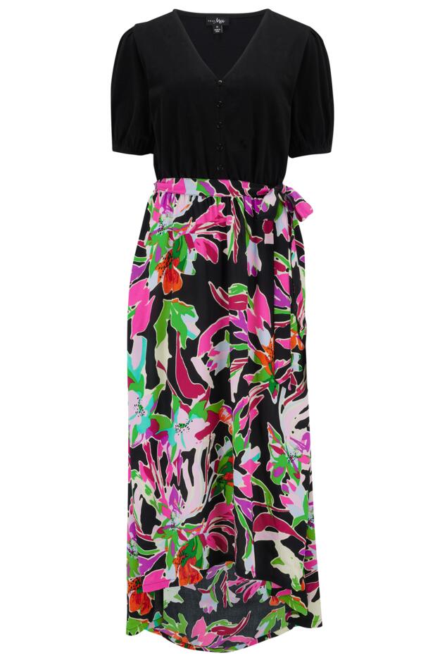 Annabelle Woven Mix High Low Midi Dress