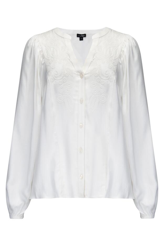 Stacie Fuller Bust Embroidered Woven Long Sleeve Blouse