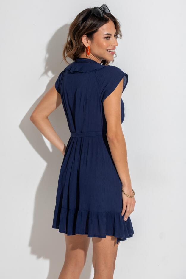 Crinkle Frill Wrap Beach Dress