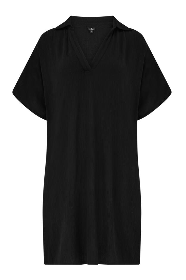 V-Neck Collared Crinkle Woven Beach Kaftan 