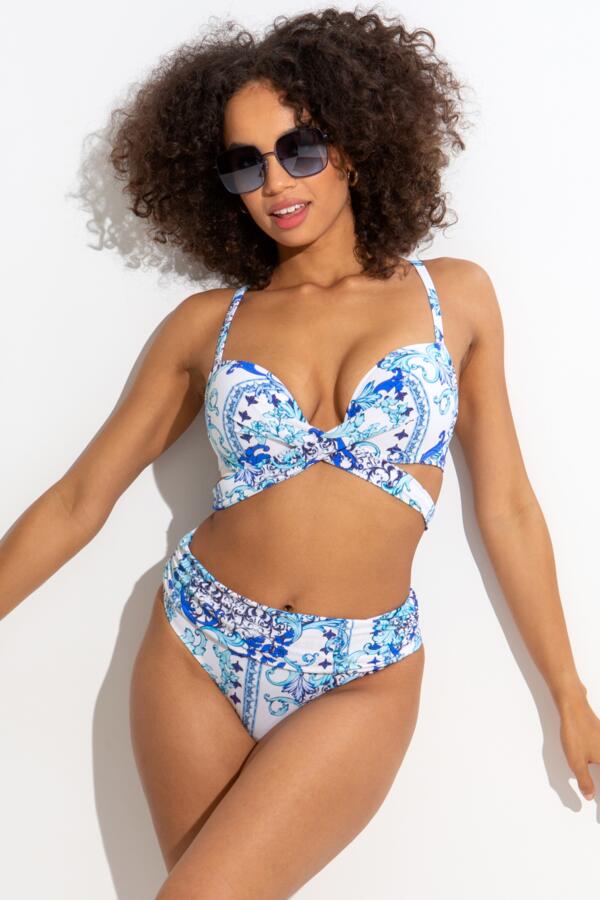 Amalfi Fold Over Brief - White/Blue
