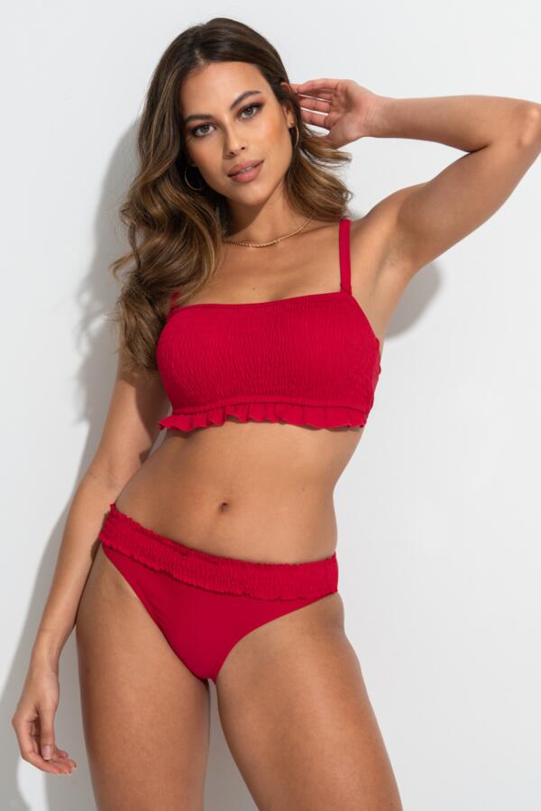 Free Spirit Frill Waist Bikini Brief - Red