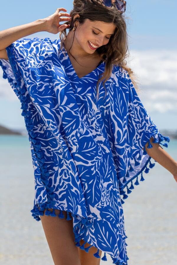 Cotton Double Cloth Fringe Trim Kaftan
