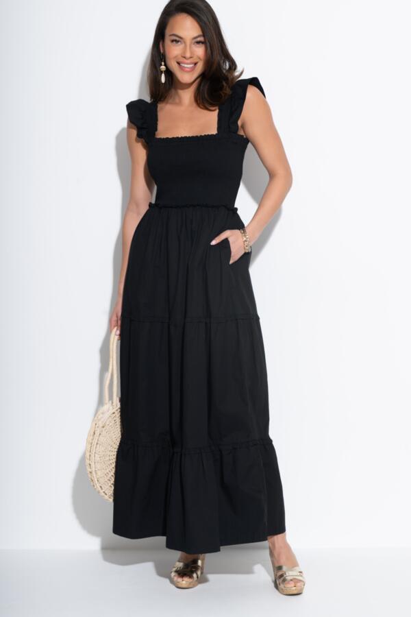 Lucy Cotton Poplin Tiered Maxi Dress